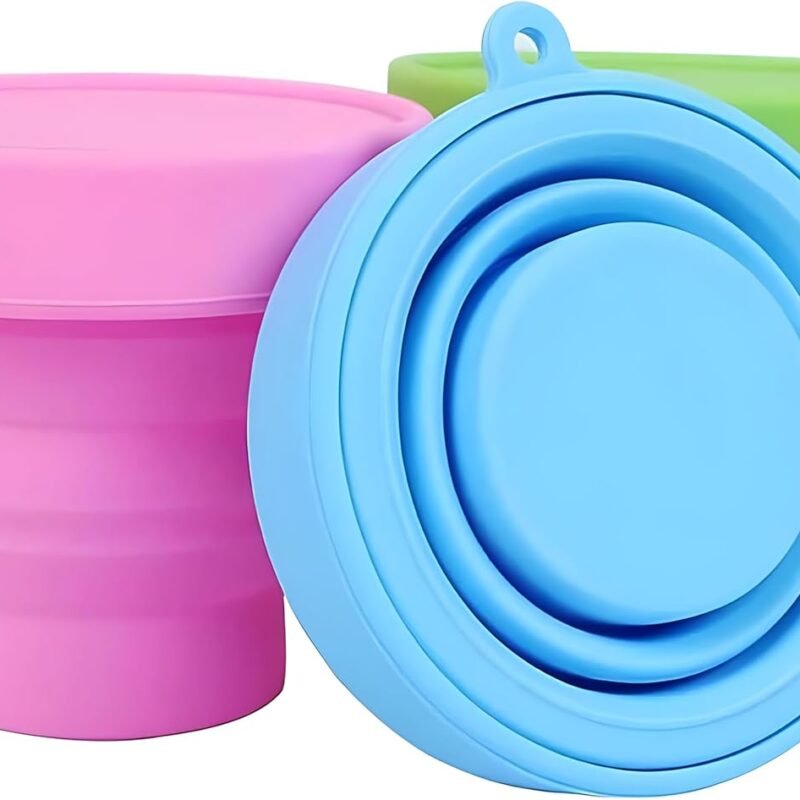 3-Pack Colorful Folding Silicone Cup Travel Cup Camping Cup